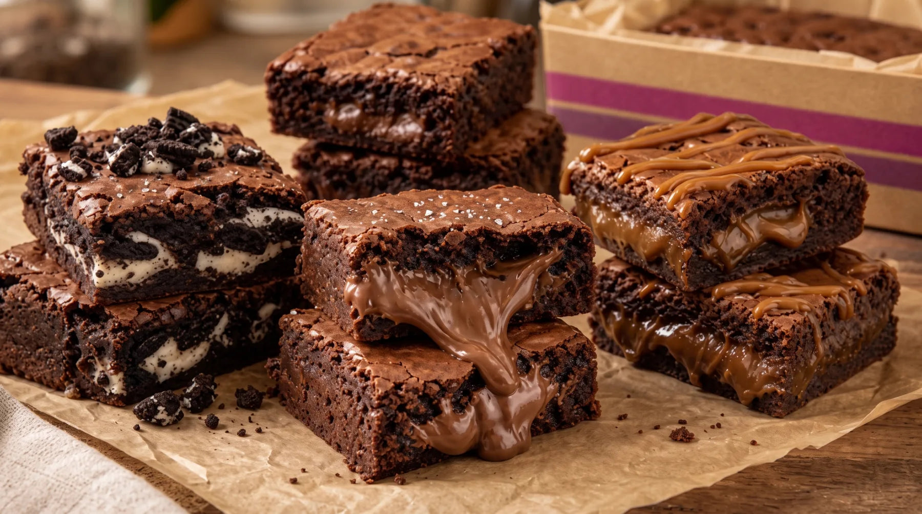 Brownies rellenos con centros cremosos