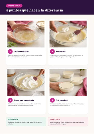 Página real con cuatro controles visuales para validar la textura del cheesecake