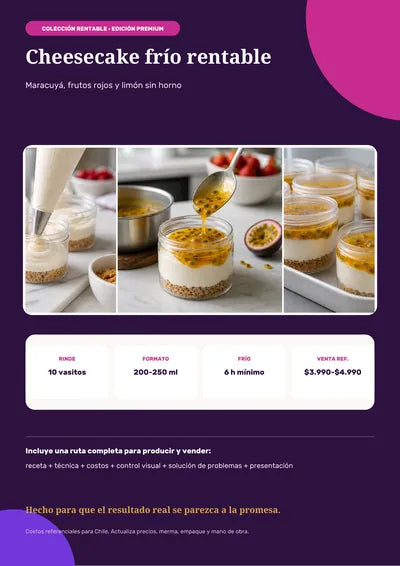 Portada real de la receta Cheesecake frío rentable, edición premium