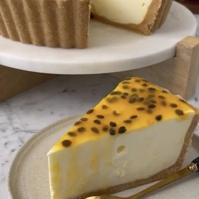 Tarta de maracuyá preparada por María